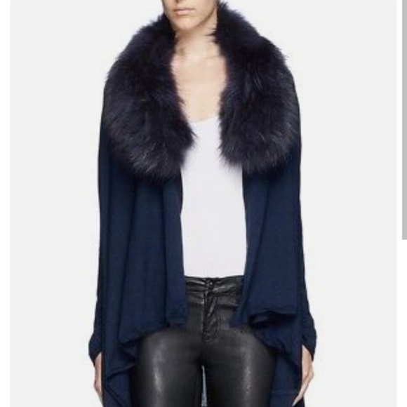 Alice and Olivia Fox Fur Cashmere Blend Cardigan - Picture 1 of 8